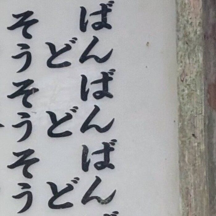 A close-up of repeated characters on a restaurant menu